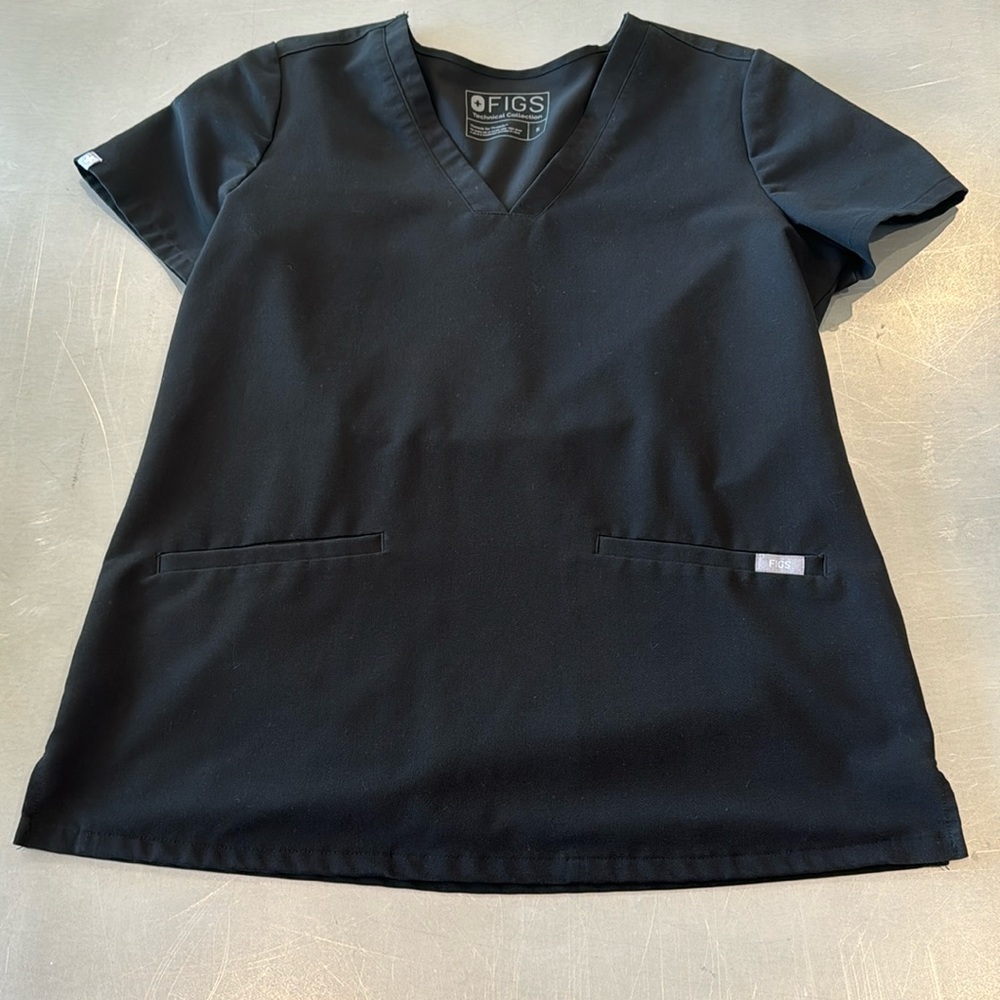 FIGS Women's Black V-Neck Scrub Top
